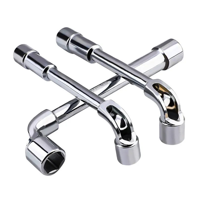 Hardware L‑shaped pipe‑type socket wrench, automobile tire removal tool, pass‑through wrench, labor‑saving dual‑purpose socket wrench.